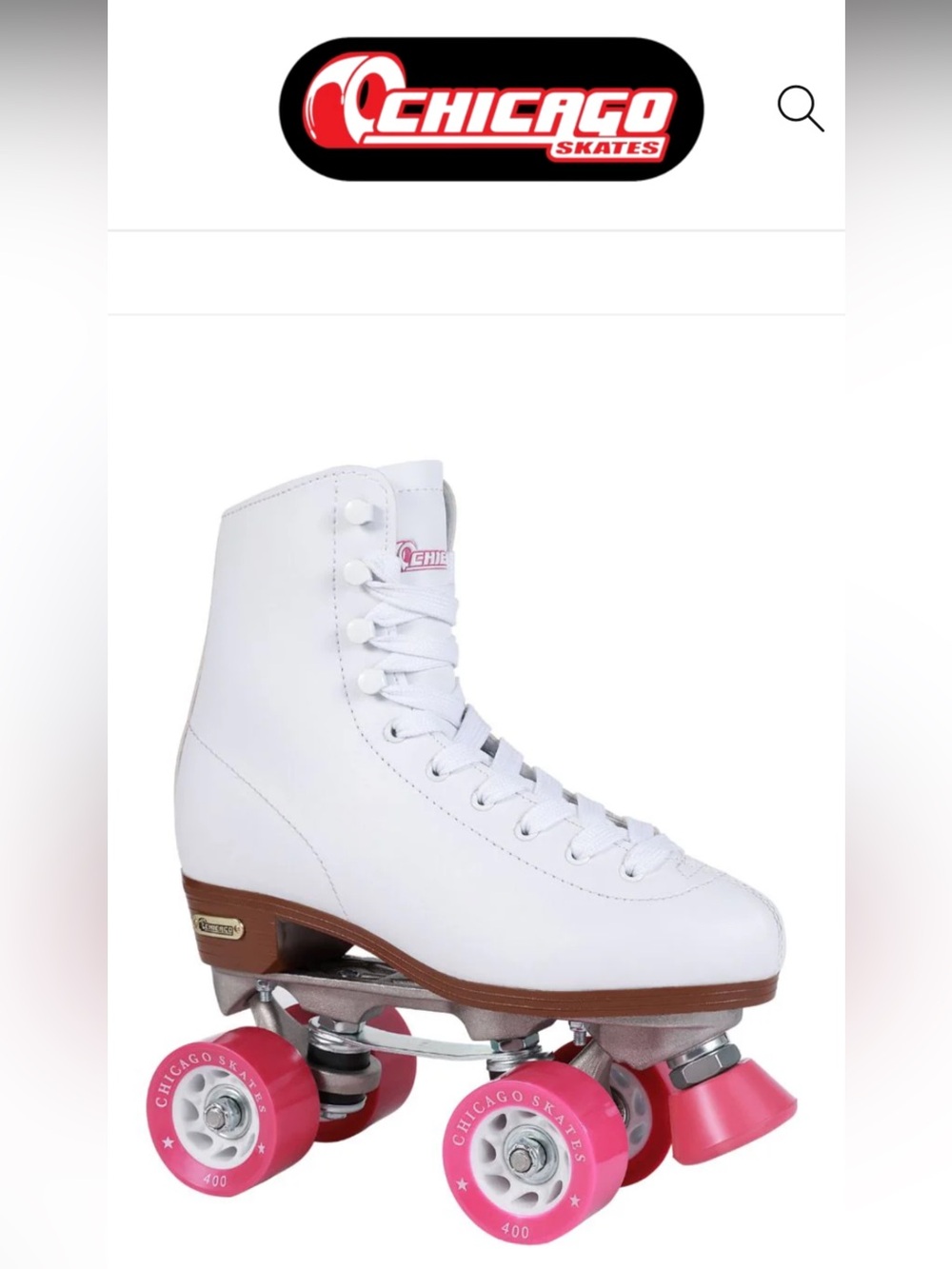 Classic White Quad Roller Skates with Pink Wheels